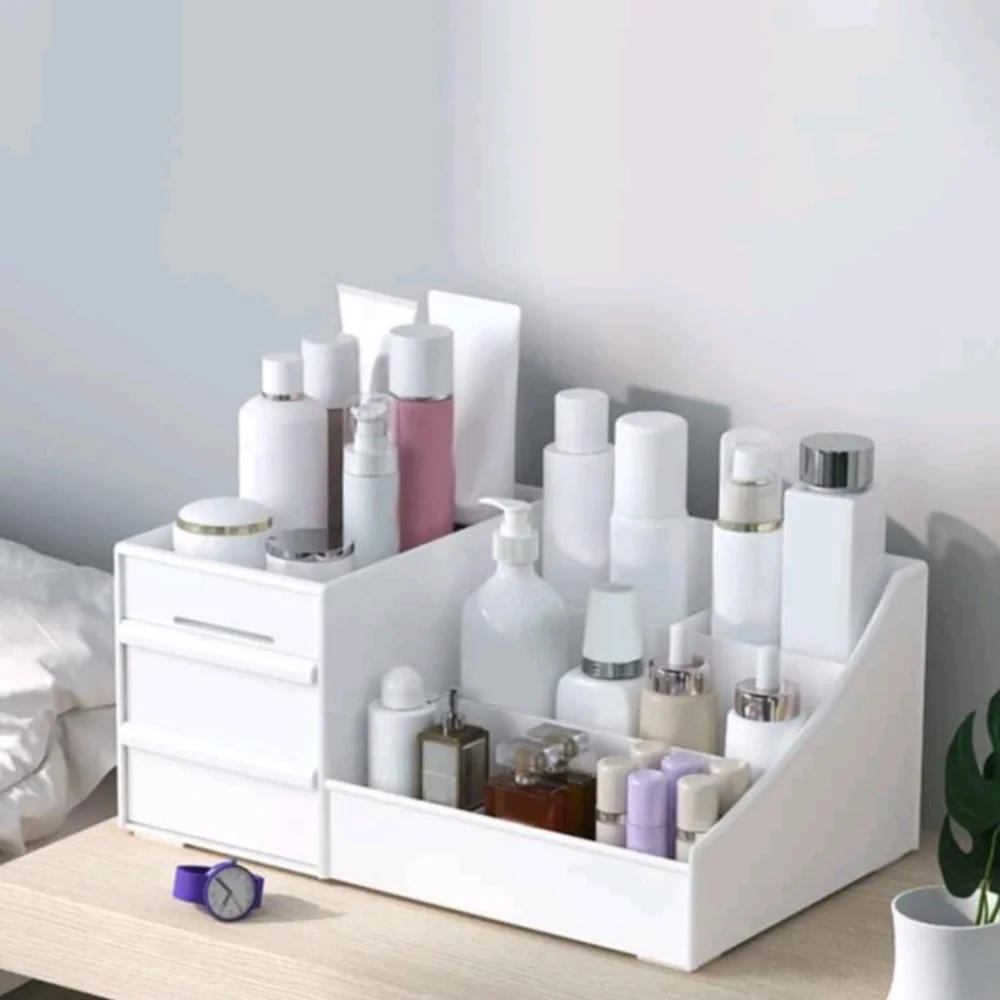 New Storage Organizer 2 Drawers Handle Vanity Large Capacity Desk Holder